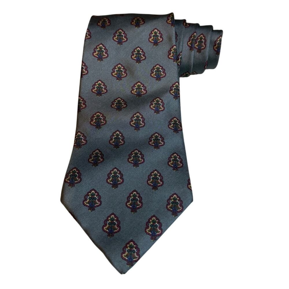 GANT Classic Print Silk Tie Gray Maroon